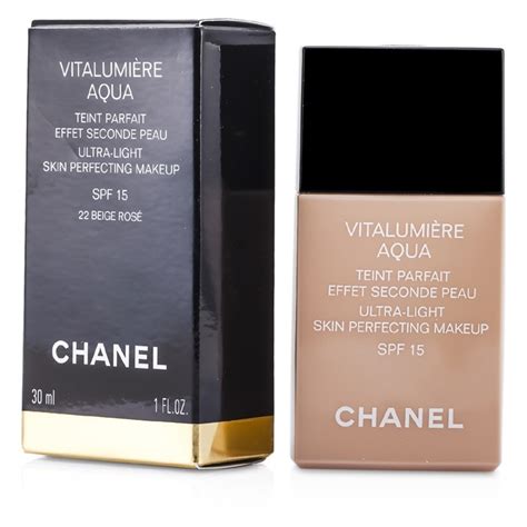 chanel vitalumiere aqua 22 beige rose|Chanel vitalumiere aqua foundation swatches.